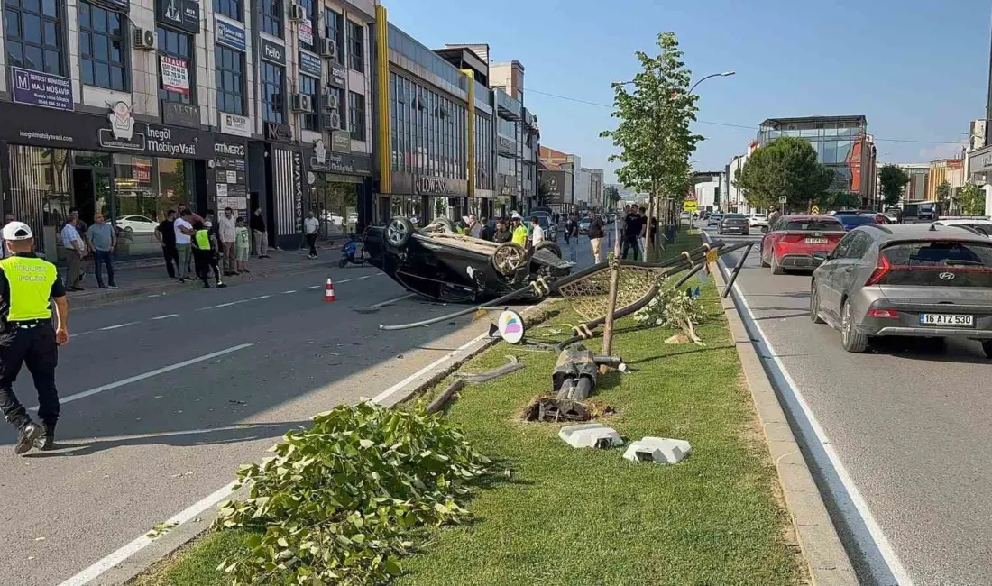 Bursa’nın İnegöl ilçesinde kotrolden çıkan otomobilin takla attığı kazada 2