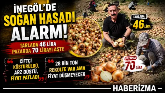 İnegöl Ziraat Odası Başkanı Sezai Çelik, tarlada devam eden soğan