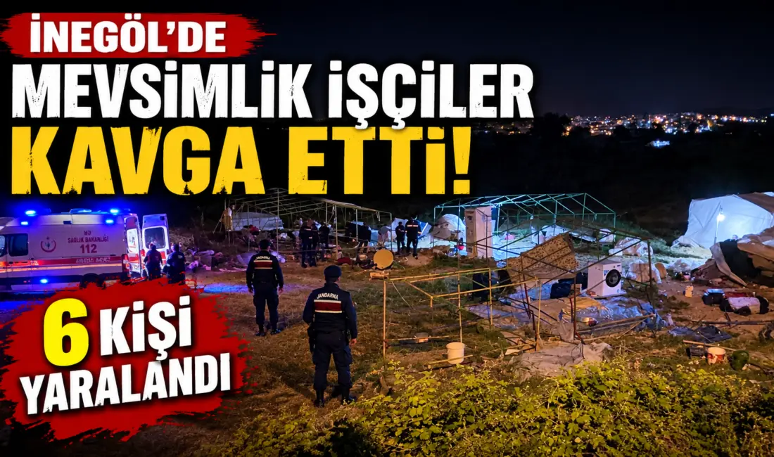 Bursa’nın İnegöl ilçesinde mevsimlik işçilerin kaldığı çadır kentte iki grup