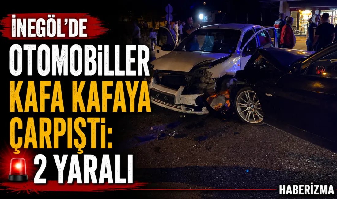 Bursa’nın İnegöl ilçesinde iki otomobilin kafa kafaya çarpışması sonucu meydana