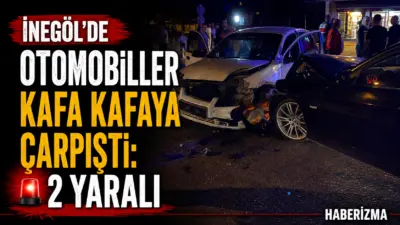Bursa’nın İnegöl ilçesinde iki otomobilin kafa kafaya çarpışması sonucu meydana