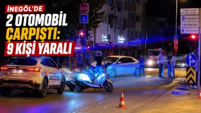 Bursa’nın İnegöl ilçesinde meydana gelen kazada 2 otomobil çarpıştı: 9