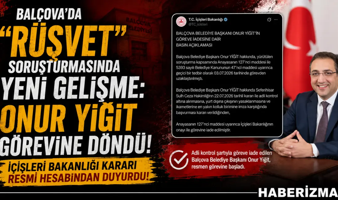 İçişleri Bakanlığı, “rüşvet” soruşturması kapsamında geçici olarak görevden uzaklaştırılan CHP’li