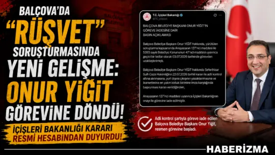 İçişleri Bakanlığı, “rüşvet” soruşturması kapsamında geçici olarak görevden uzaklaştırılan CHP’li