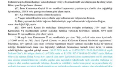 Tapu ve Kadastro Genel Müdürlüğü, taşınmazlarda cins değişikliği işlemleri, Güneş