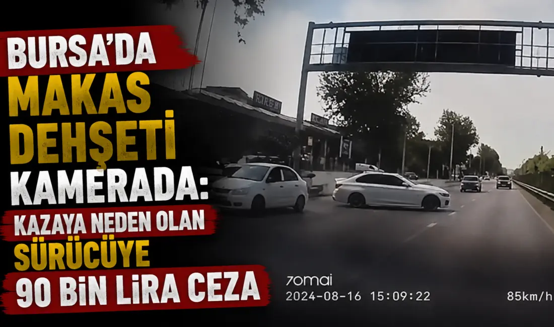 Bursa’nın Mudanya ilçesinde trafikte makas atarak ilerleyen otomobil, başka bir