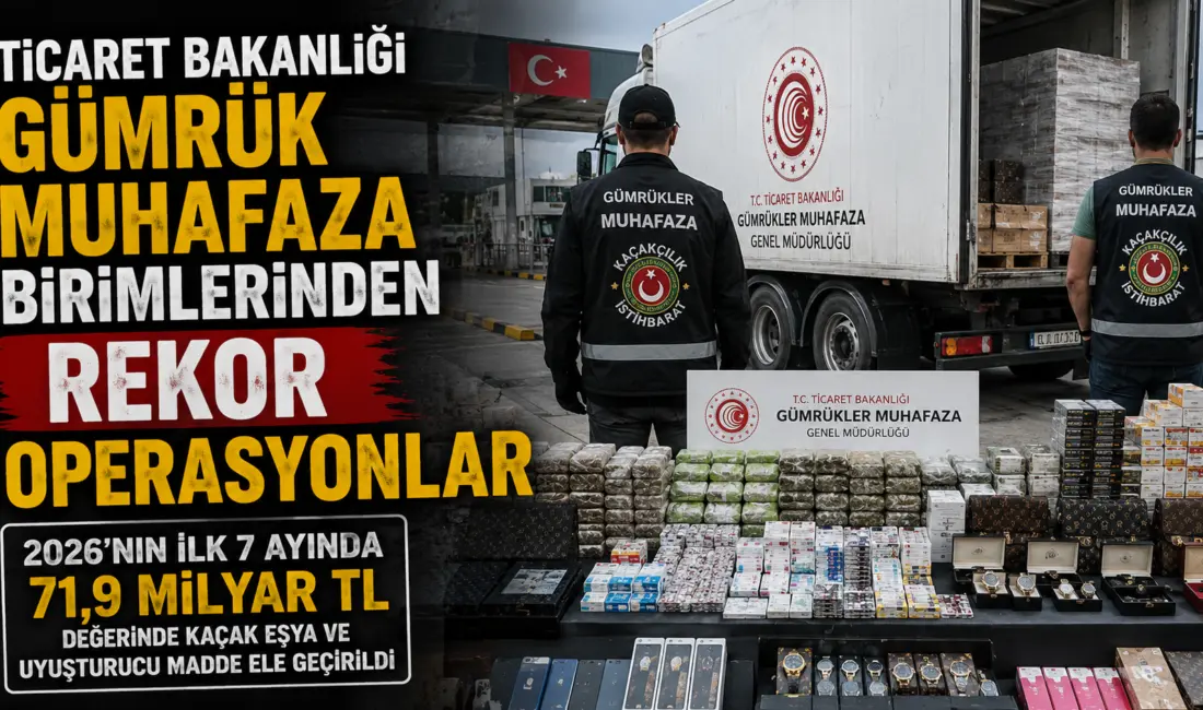 Ticaret Bakanlığı Gümrükler Muhafaza ekipleri, 2026'nın ilk 7 ayında 71,9