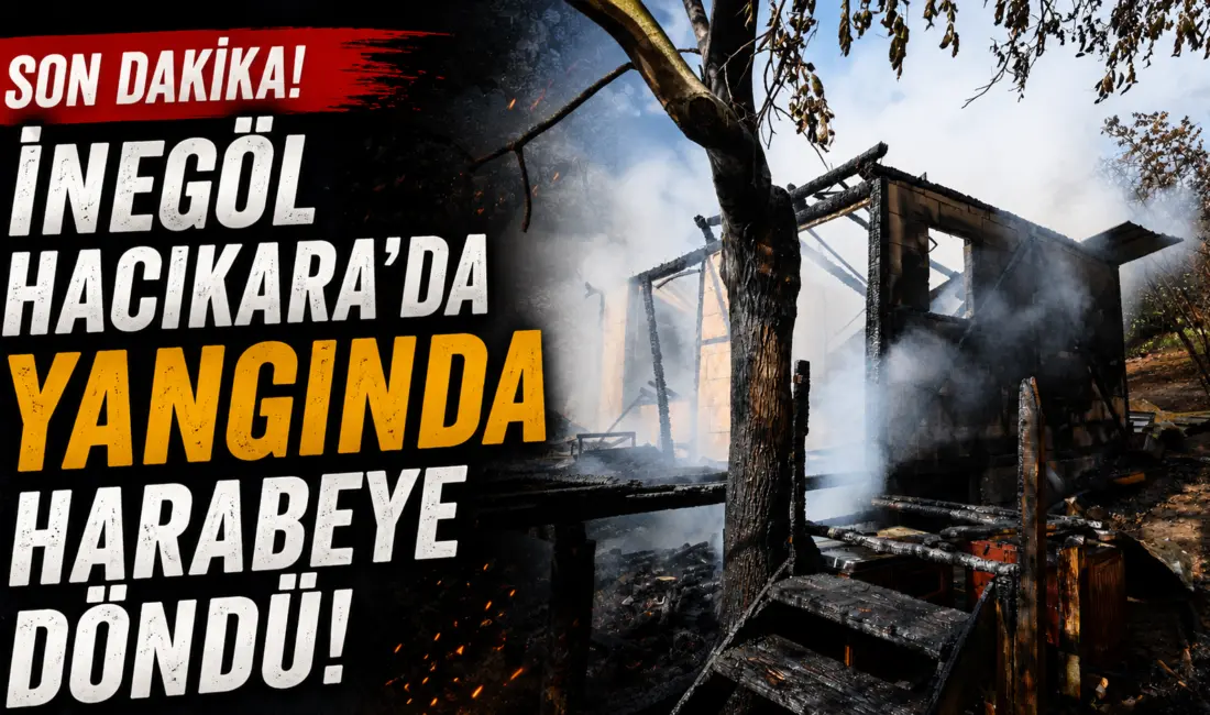 Bursa’nın İnegöl ilçesinde çıkan yangında bir baraka tamamen yanarak kullanılamaz
