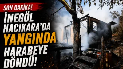 Bursa’nın İnegöl ilçesinde çıkan yangında bir baraka tamamen yanarak kullanılamaz