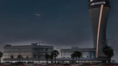 Antalya Havalimanı'nda yapımı süren 77 metre yüksekliğindeki yeni kontrol kulesinde