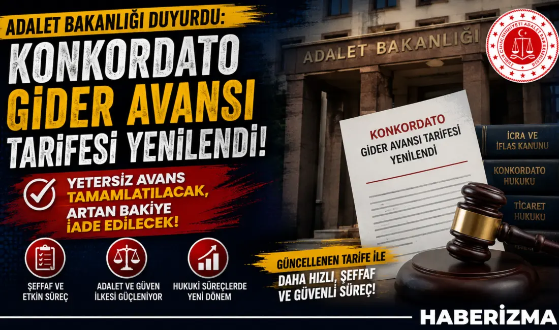 Adalet Bakanlığı tarafından hazırlanan yeni “Konkordato Gider Avansı Tarifesi”, Resmî