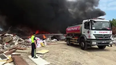Bursa’nın Orhangazi ilçesi İznik Gölü sahilinde bulunan geri dönüşüm tesisinde