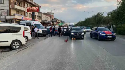 Bursa’nın İnegöl ilçesinde iki otomobilin çarpışması sonucu meydana gelen trafik