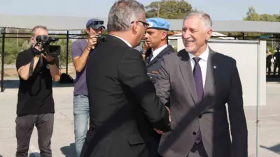 Kuzey Kıbrıs Türk Cumhuriyeti (KKTC) Cumhurbaşkanı Tufan Erhürman ve Güney