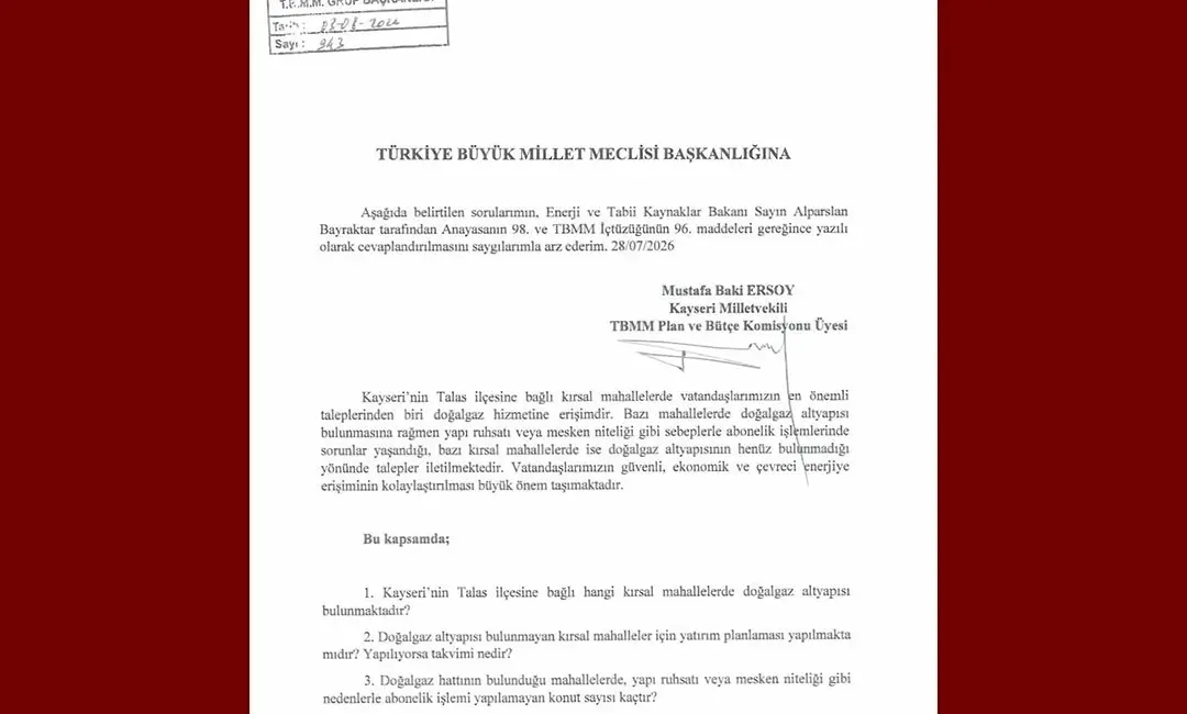 Milliyetçi Hareket Partisi (MHP) Kayseri Milletvekili Baki Ersoy, Kayseri’nin Talas