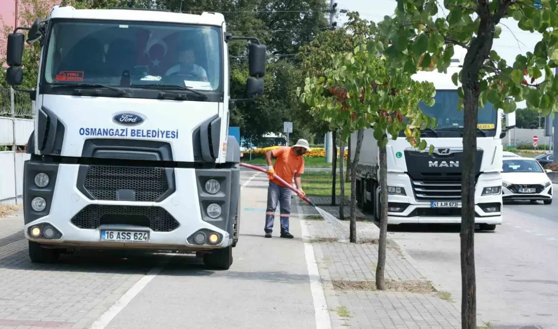 Bursa’nın Osmangazi Belediyesi, yaz aylarında artan sıcaklıkların yeşil alanlardaki bitki