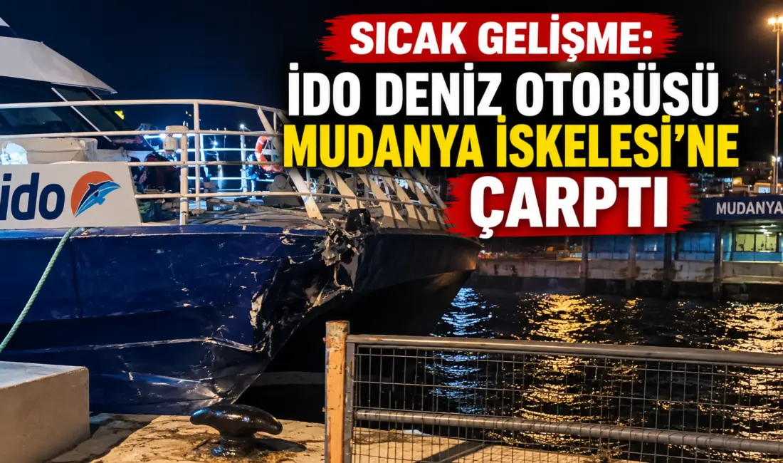 İstanbul-Mudanya seferini yapan İDO’ya ait deniz otobüsü, Mudanya İskelesi’ne yanaştığı