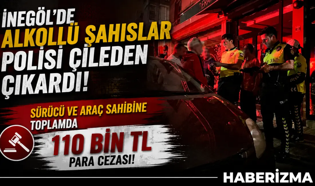 Bursa’nın İnegöl ilçesinde alkollü şekilde araçla seyreden 5 kişi, polis
