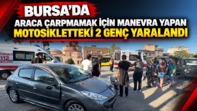 Bursa’da, yola çıkan araca çarpmamak için manevra yapan motosiklet kaza