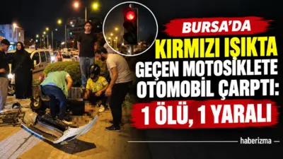 Bursa’da kırmızı ışıkta geçtiği iddia edilen motosiklete otomobil çarptı. Kazada