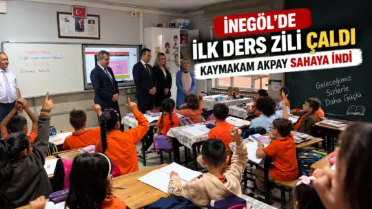 İnegöl Kaymakamı Ayhan Akpay ile İlçe Millî Eğitim Müdürü Halil