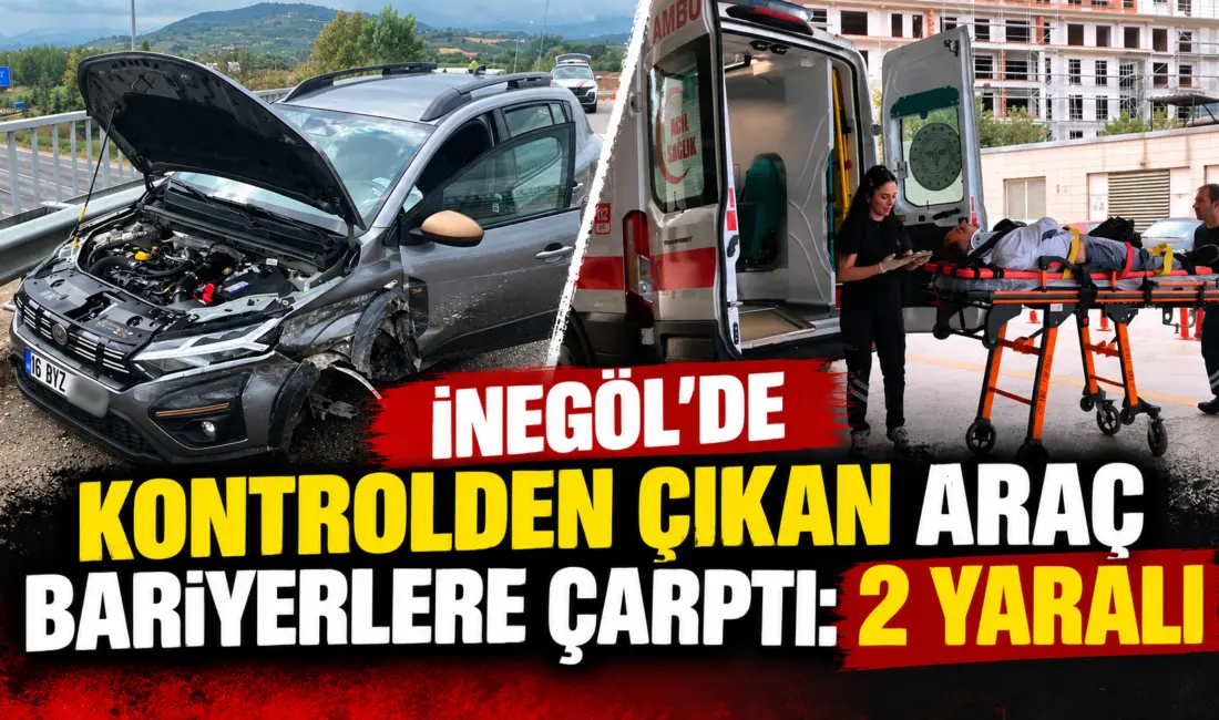 Bursa’nın İnegöl ilçesinde meydana gelen kazada kontrolden çıkan otomobil köprü