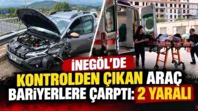 Bursa’nın İnegöl ilçesinde meydana gelen kazada kontrolden çıkan otomobil köprü
