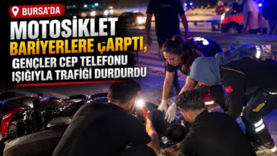 Bursa’da motosiklet sürücüsü, yeni düzenleme yapılan yolda bariyerlere çarparak yaralandı.