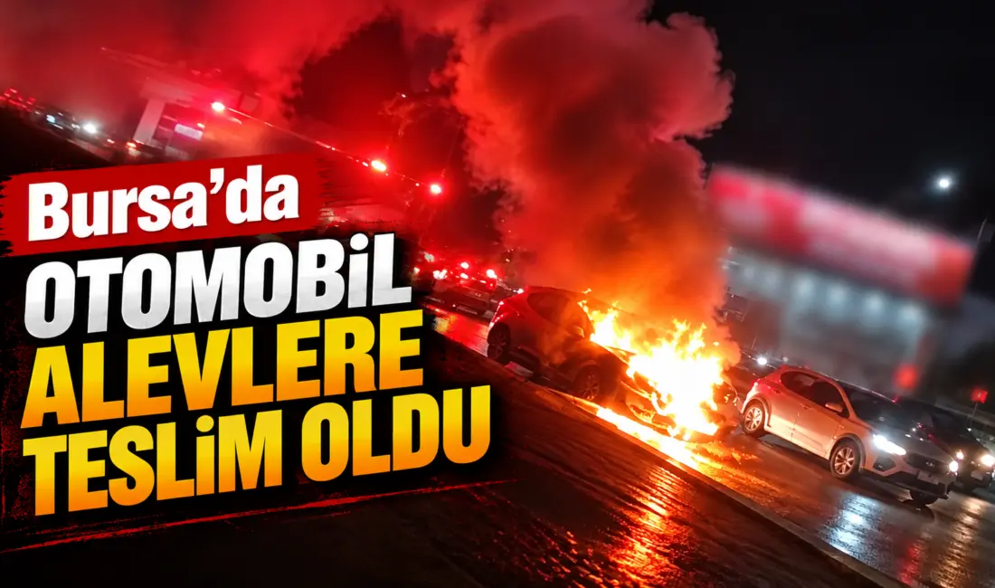 Bursa’da seyir halindeki otomobilin motor kısmında çıkan yangın itfaiye ekiplerinin
