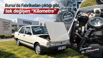 Bursa’da düzenlenen otomobil fuarında sergilenen 1994 model Tofaş Doğan marka