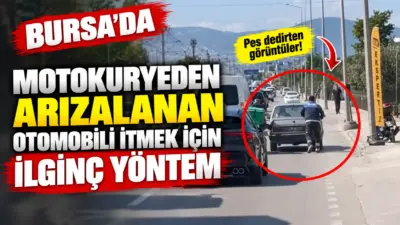 Bursa’da seyir halindeyken arızalanan otomobilin yardımına çevredeki vatandaşlar ve bir