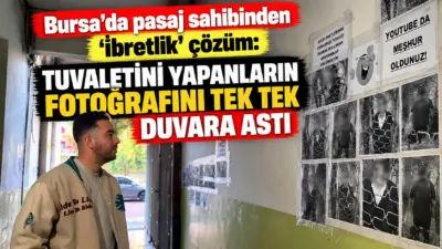 Bursa’nın Osmangazi ilçesinde bir pasajın kepenkleri önünü gece saatlerinde tuvalet