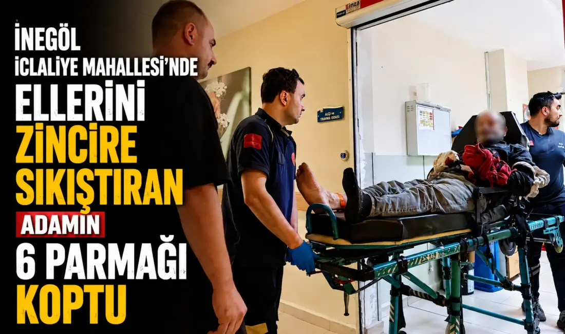 Bursa’nın İnegöl ilçesinde ormanlık alanda elleri zincire sıkışan orman işçisinin
