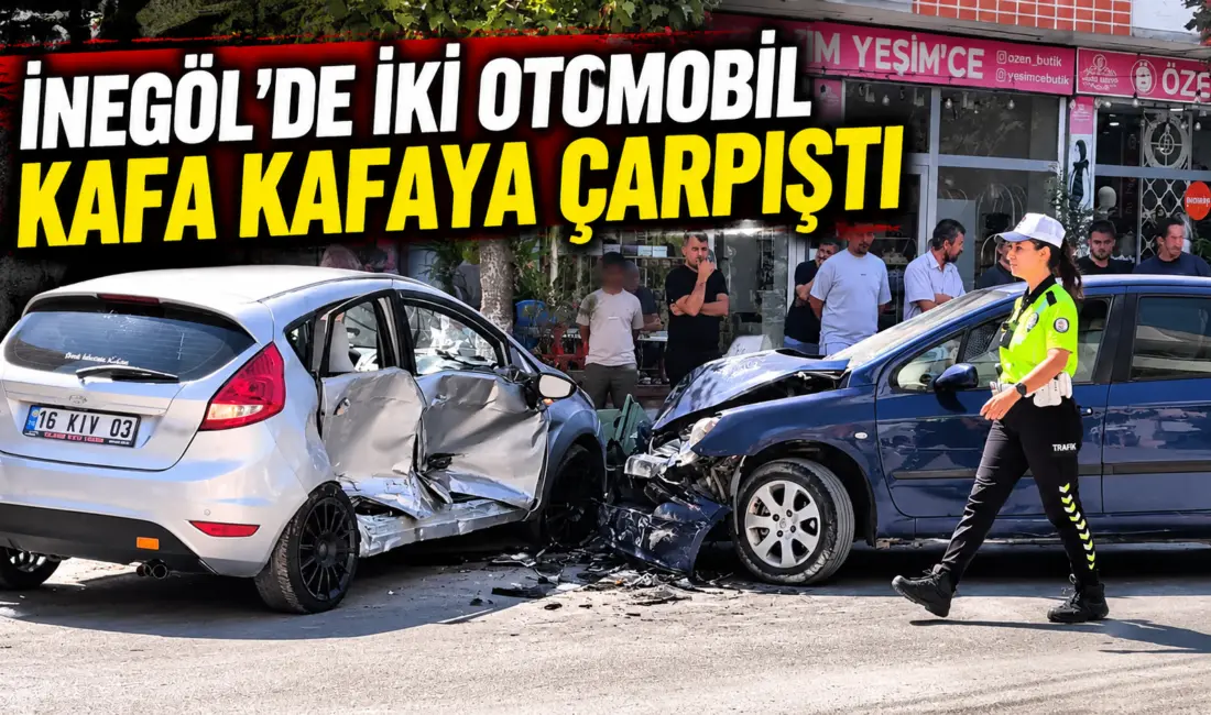 Bursa’nın İnegöl ilçesinde meydana gelen trafik kazasında iki otomobil çarpıştı.