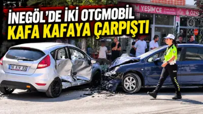 Bursa’nın İnegöl ilçesinde meydana gelen trafik kazasında iki otomobil çarpıştı.