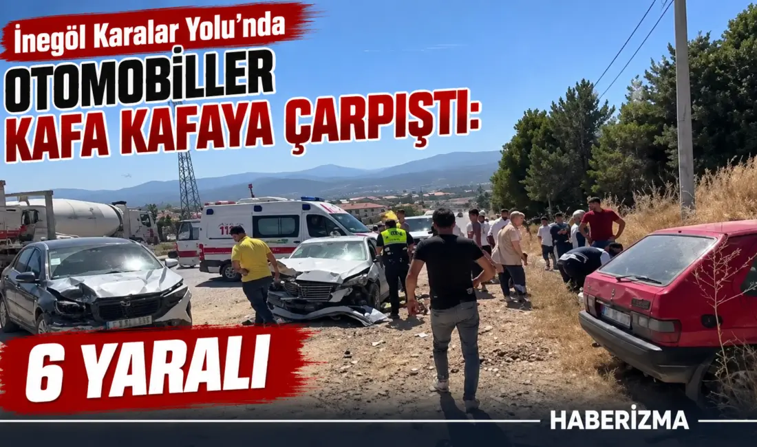 Bursa’nın İnegöl ilçesinde iki otomobilin çarpışması sonucu meydana gelen trafik