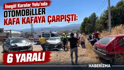 Bursa’nın İnegöl ilçesinde iki otomobilin çarpışması sonucu meydana gelen trafik