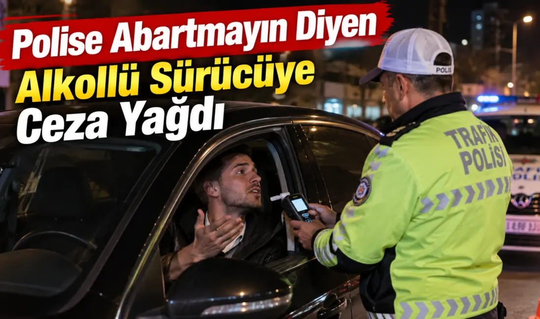 Kayseri'nin Melikgazi ilçesinde polisin yaptığı trafik denetiminde 1,17 promil alkollü