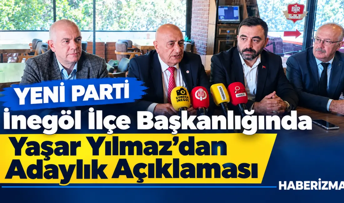Yeni Parti İnegöl İlçe Başkanlığında, kurucu ilçe başkanı Erkan Dönmez’den