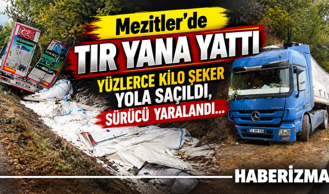 Bursa’nın İnegöl ilçesinde yağış nedeniyle kayganlaşan yolda kontrolden çıkan şeker