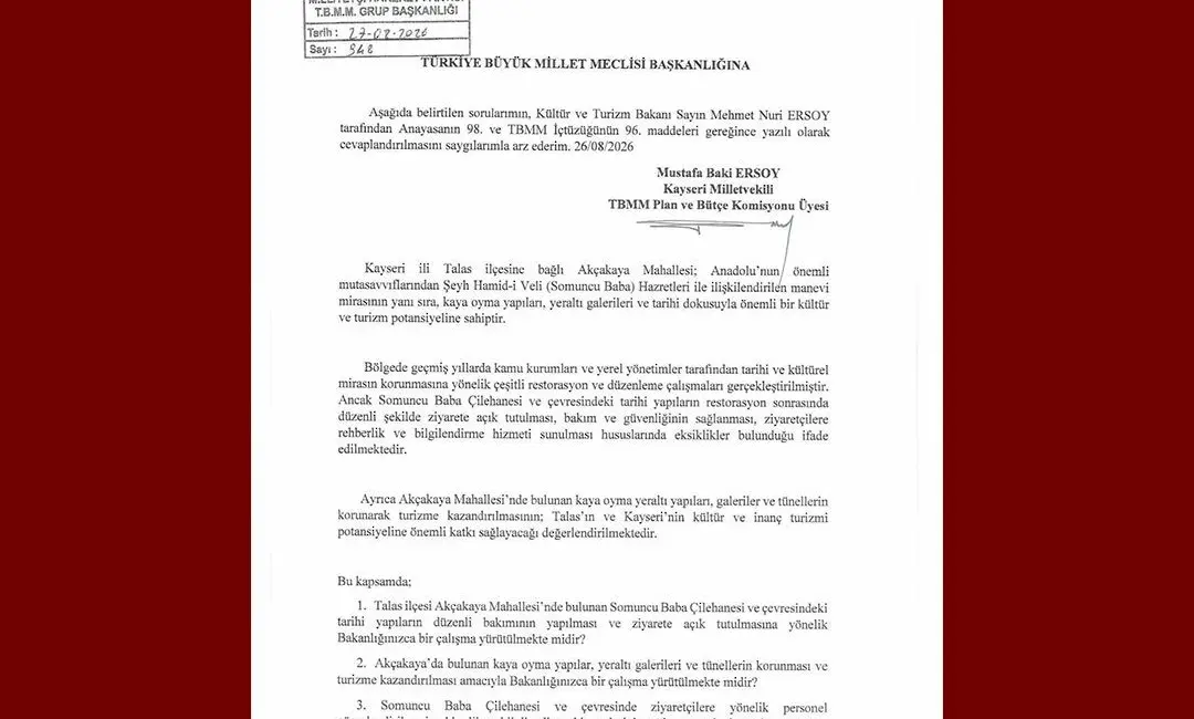 Milliyetçi Hareket Partisi (MHP) Kayseri Milletvekili Baki Ersoy; Talas ilçesi