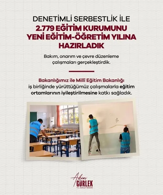 Adalet Bakanı Akın Gürlek, 2026-2027 eğitim-öğretim yılı hazırlıkları kapsamında denetimli