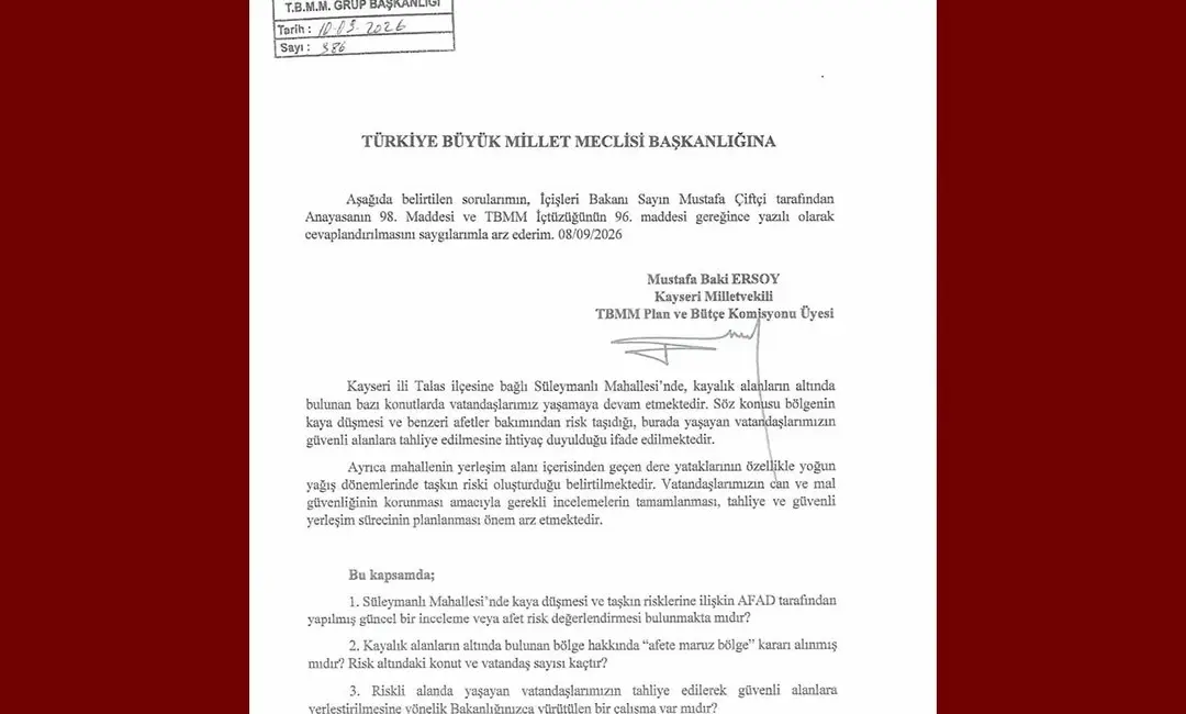 MHP Kayseri Milletvekili Baki Ersoy, Talas ilçesine bağlı Süleymanlı Mahallesi’nde