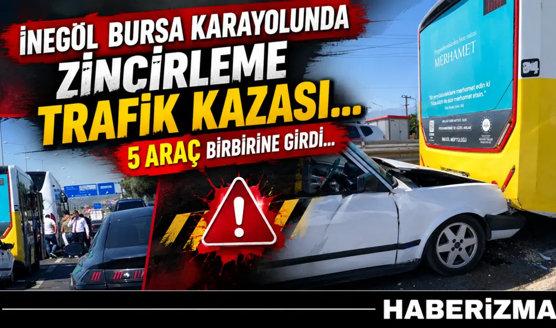 Bursa-Ankara karayolu İnegöl-Bursa istikameti Yenice Köprülü Kavşağı’nda zincirleme trafik kazası