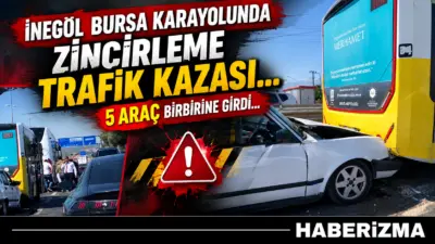 Bursa-Ankara karayolu İnegöl-Bursa istikameti Yenice Köprülü Kavşağı’nda zincirleme trafik kazası