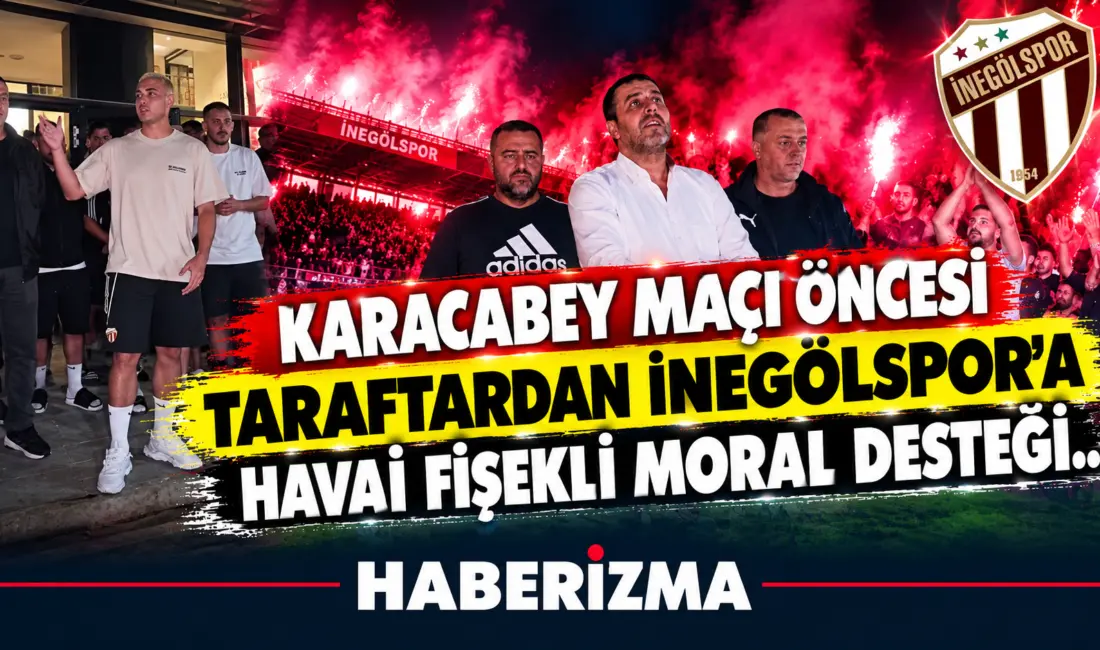 TFF 2. Lig’deki Karacabey Belediye Spor karşılaşması öncesinde İnegölspor taraftarları,