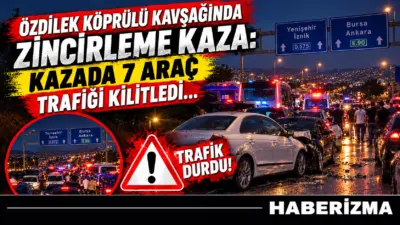 ​İnegöl’de akşam saatlerinde meydana gelen zincirleme trafik kazasında 7 araçta