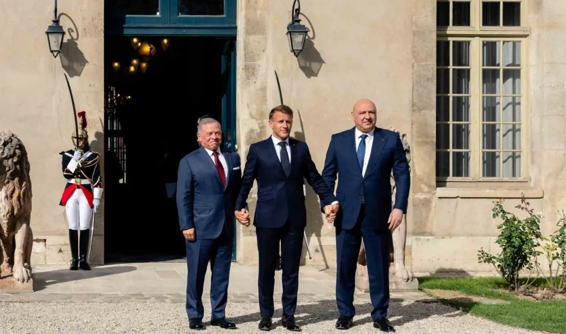 Fransa Cumhurbaşkanı Emmanuel Macron, Lübnan Cumhurbaşkanı Joseph Aoun ve Ürdün