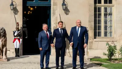 Fransa Cumhurbaşkanı Emmanuel Macron, Lübnan Cumhurbaşkanı Joseph Aoun ve Ürdün