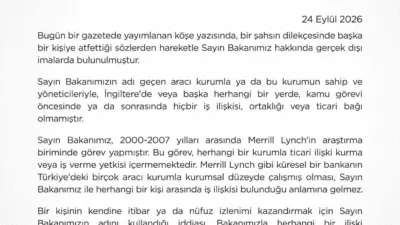 Hazine ve Maliye Bakanlığı, bir köşe yazısında yer alan Bakan